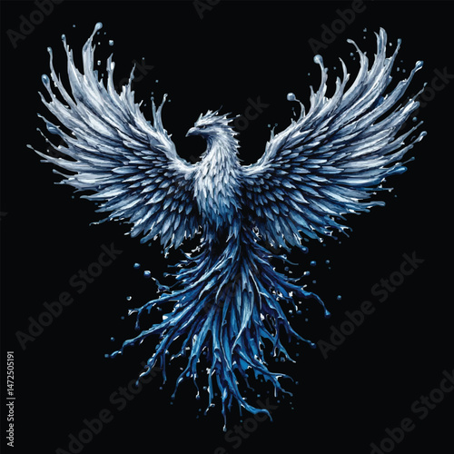 Flying Phoenix Made of Liquid Metallic Paint