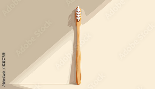 Eco-friendly bamboo toothbrush on minimal background, sustainable living