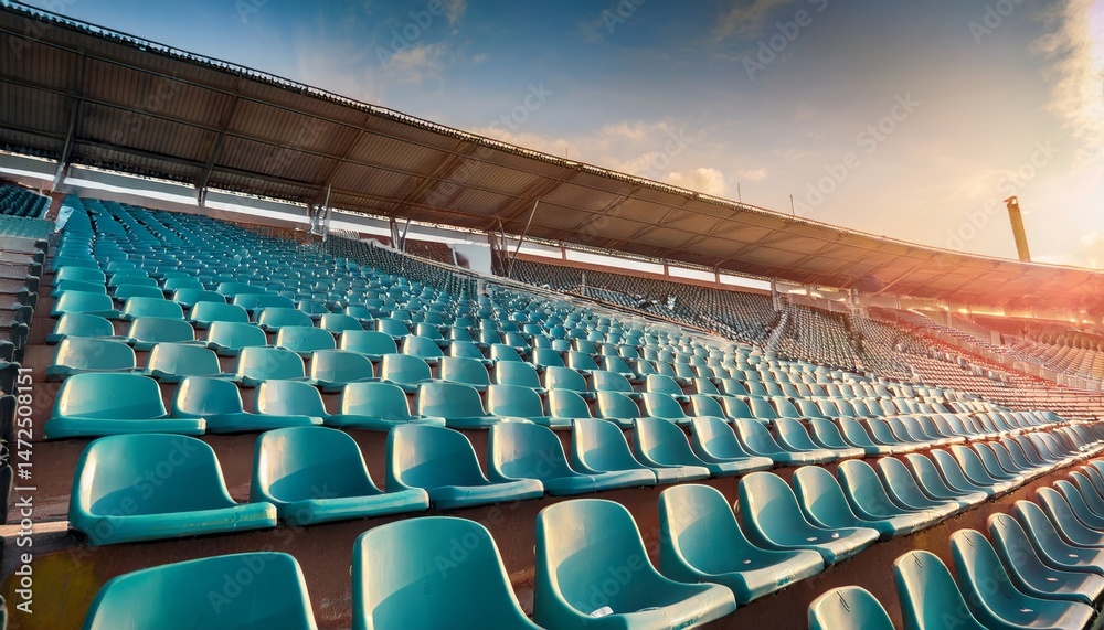 Fototapeta premium plastic stadium seats under soft diffused daylight atmosphere