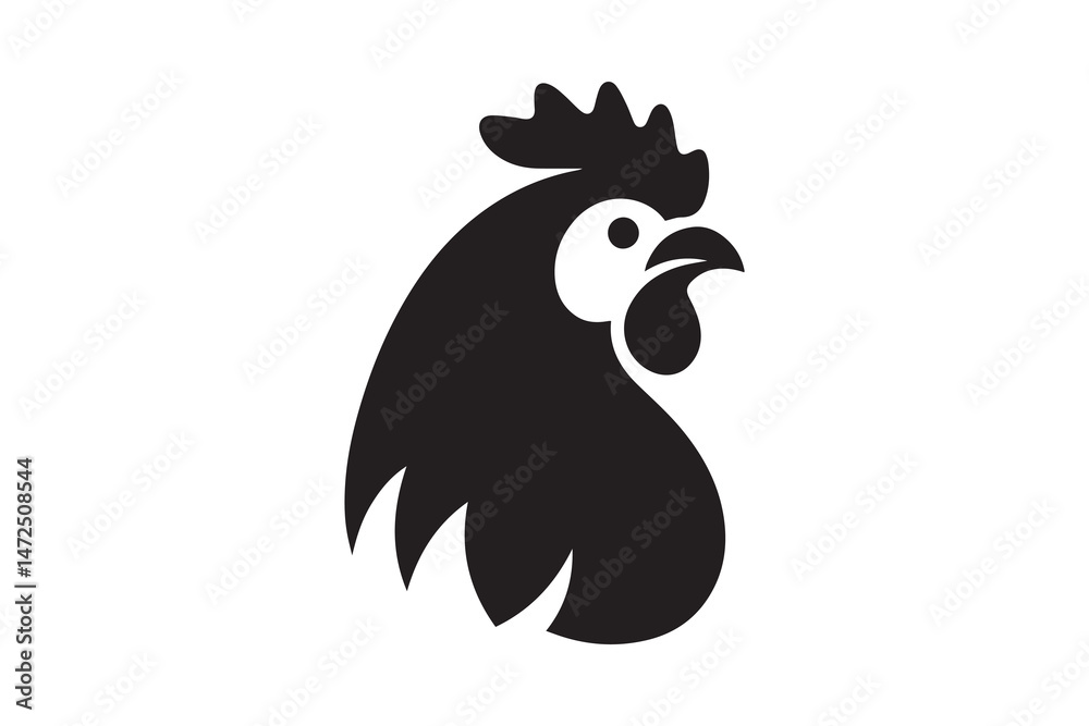 Obraz premium simple and unobtrusive Hen head vector silhouette illustration isolated in white background