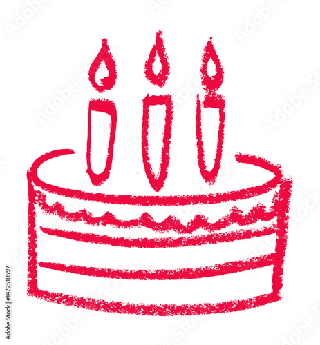 Birthday Cake Icon Crayon Chalk Drawing Vector