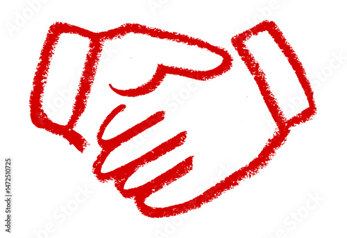 Handshake Icon Crayon Chalk Drawing Vector
