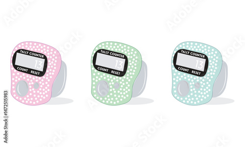 Fancy Various colored Praying Digital tally counters on a white background