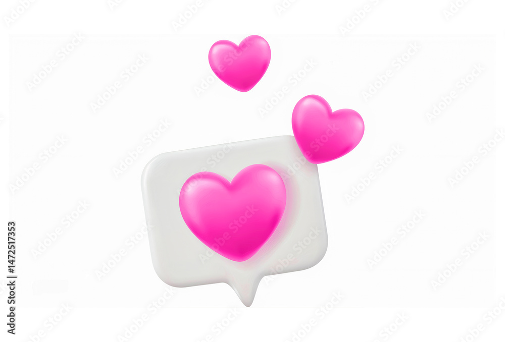 3D Pink Heart Emojis on White Background 3D Pink Heart Emojis on White Background