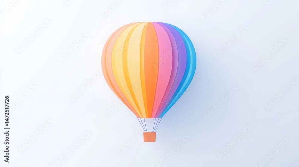 Fototapeta premium Rainbow Hot Air Balloon: A Colorful Journey of Dreams and Imagination