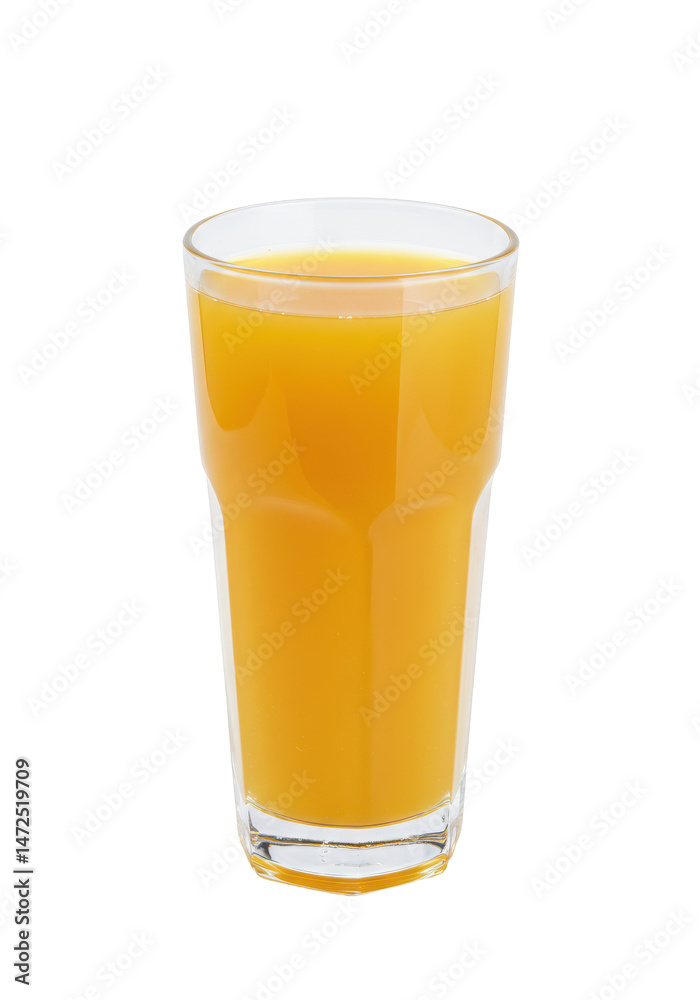 Tall glass filled to the brim with vibrant, yellow-orange liquid, isolated on black background Tall glass filled to the brim with vibrant, yellow-orange liquid, isolated on black background