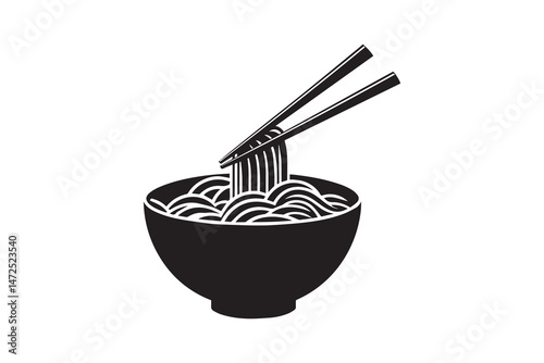 simple and unobtrusive Noodles and chopstick vector silhouette illustration isolated in white background