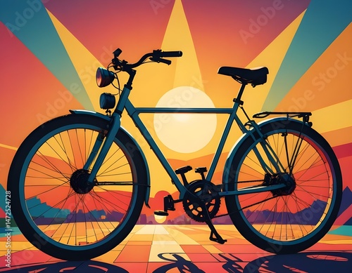 Wallpaper Mural silhouette of a bicycle in colourful background. Illustration  Torontodigital.ca