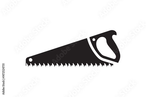 simple and unobtrusive hand saw vector silhouette illustration isolated in white background