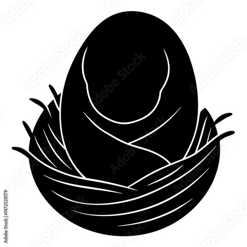Vector of Baby Wrapped in Womb Silhouette