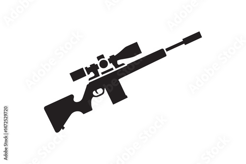 simple and unobtrusive Sniper rifle  vector silhouette illustration isolated in white background