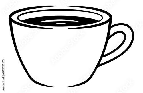 black icon cup of coffee or tea or hot drink without background