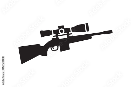 simple and unobtrusive Sniper rifle  vector silhouette illustration isolated in white background