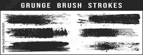 Brush line set. Vector calligraphy paint strokes. Vintage Chinese brushstrokes collection. Straight long hand drawn stripes background