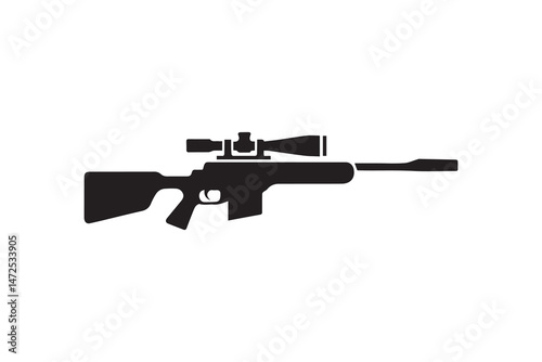 simple and unobtrusive Sniper rifle  vector silhouette illustration isolated in white background