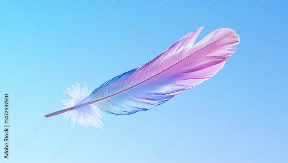 Naklejka premium A vibrant feather floats against a soft gradient