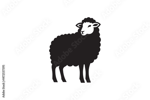 simple and unobtrusive sheep vector silhouette illustration isolated in white background