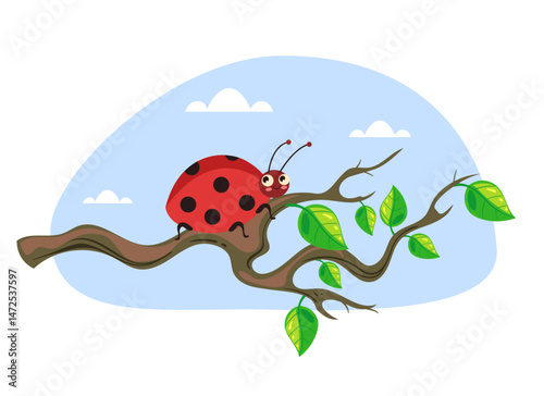Lady bug insect isolated concept. Vector cartoon design element illustration	