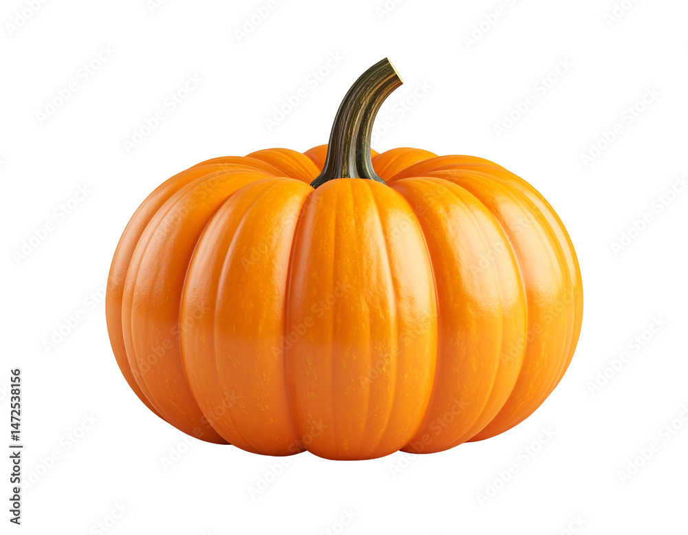 Fototapeta premium Isolated on a white background, this orange pumpkin is a seasonal autumn vegetable