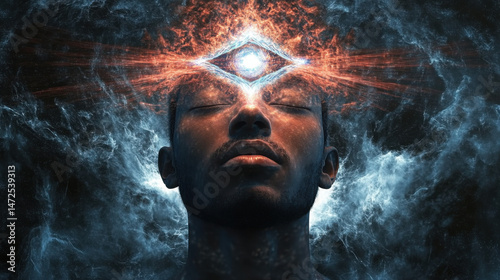 Awakened mind with third eye opening