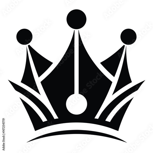 Stylized black crown symbol with three points minimalist vector design.