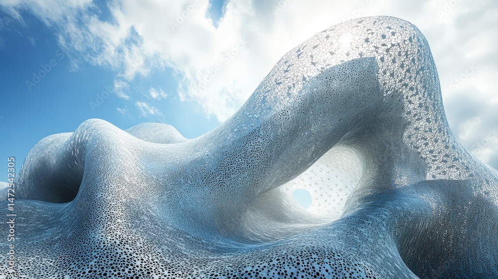 Fototapeta premium Sculptural, flowing forms in a futuristic landscape.