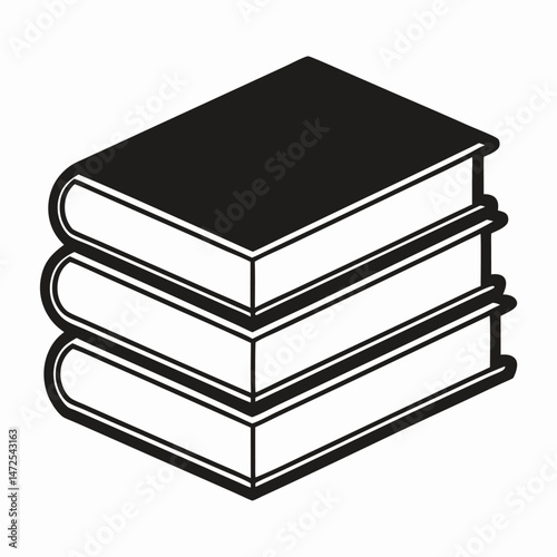 Stack of three books monochrome education and knowledge icon.