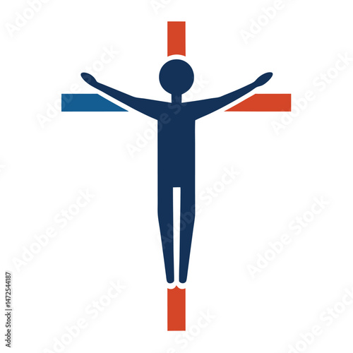 Stylized crucifixion vector illustration symbolizing faith salvation and christian beliefs.