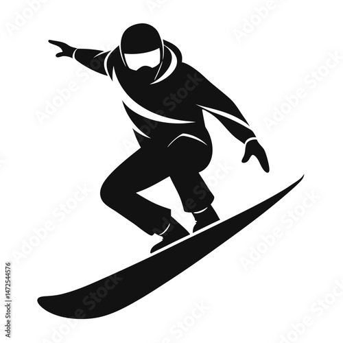 Stylish snowboarder silhouette winter sport vector design for digital projects