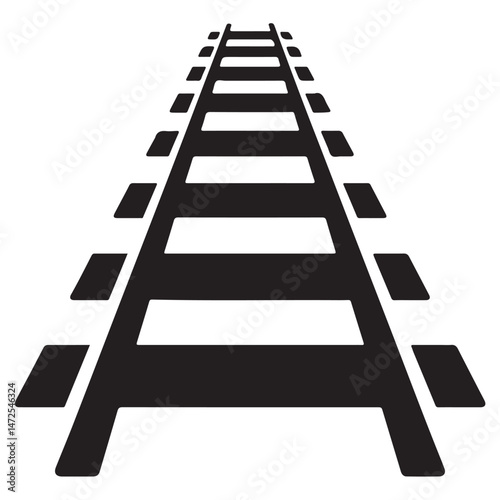 Railroad Track Silhouette on White Background — Vector AI EPS, PNG Transparent, and JPEG Clipart

