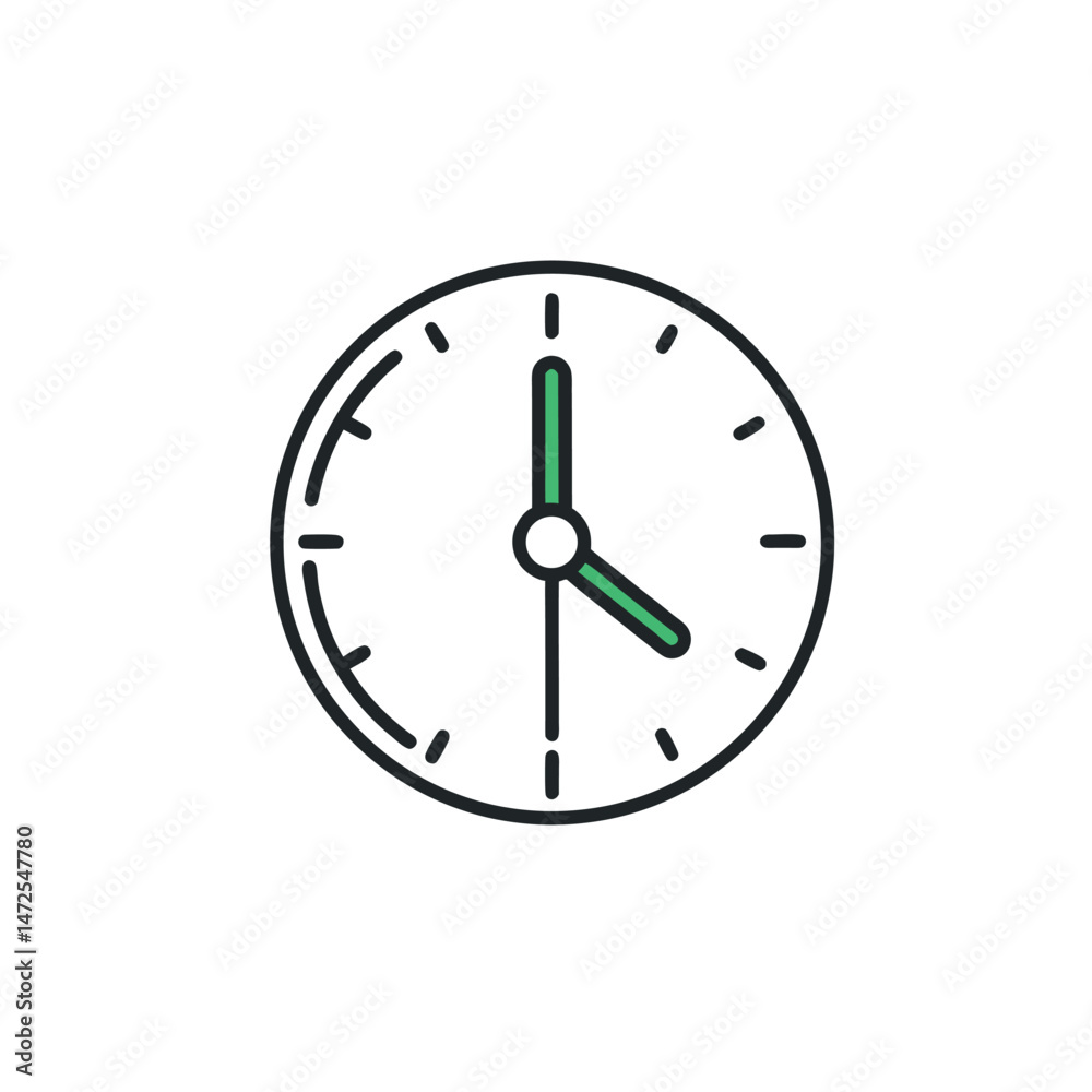clock line art isolated on white background clock line art isolated on white background