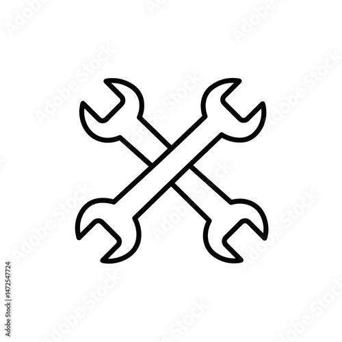 Crossed Wrenches Icon in Minimalist Style for Repair and Maintenance  