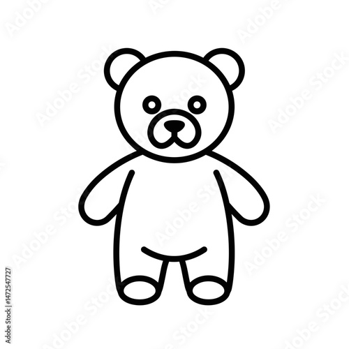 Cute teddy bear illustration in a simple outline style  
