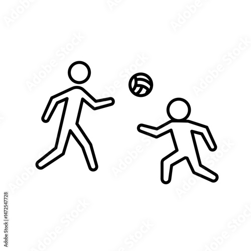 Two Stick Figures Playing Volleyball  
