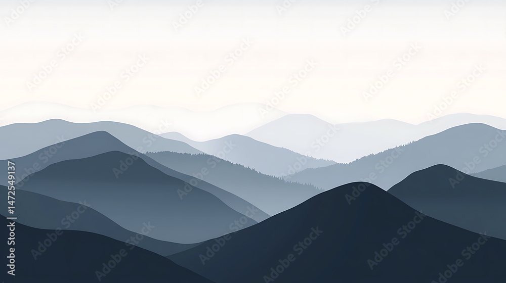 Obraz premium Misty Mountain Range Landscape. (2)