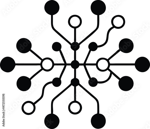 Vector illustration depicting a neural network node connection with futuristic design elements