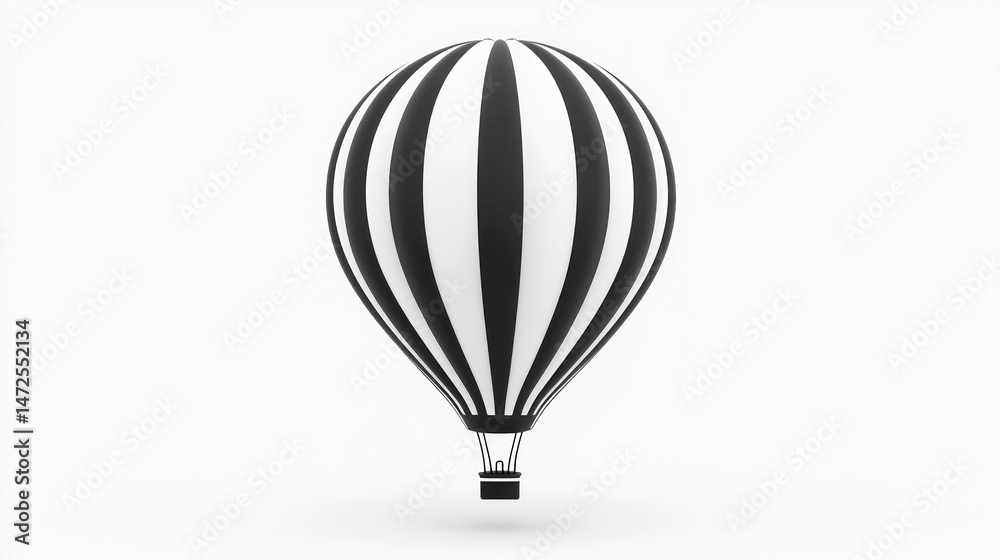 Obraz premium Striped Hot Air Balloon in Monochrome