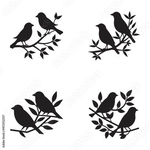 Tranquil Companions on a Silhouetted Branch