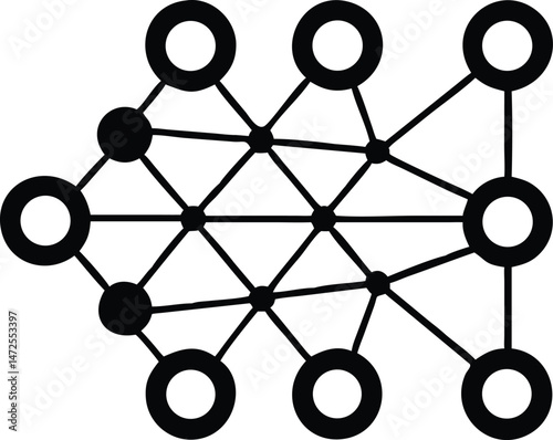 Vector illustration of a neural network node connection icon design elements