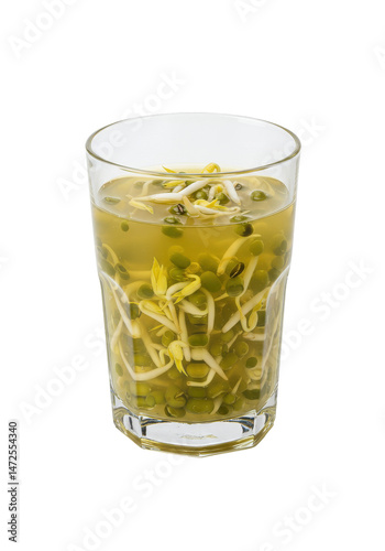 Wallpaper Mural Refreshing glass of mung bean sprout juice, a vibrant blend of green and pale hues Torontodigital.ca