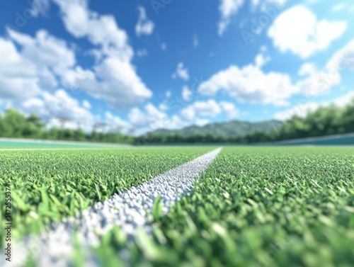 Grassy sports field and bright sky