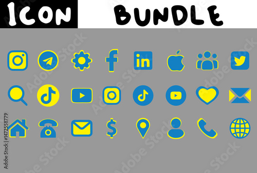 Corporate icon design bundle. Vector icon set with colour bundle.