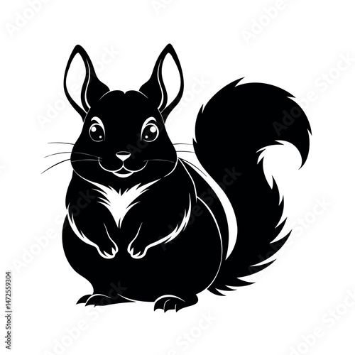 Chinchilla Animal Black Silhouette Design