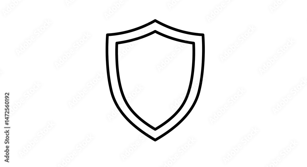 Shield Icon Protection Symbol in Simple Line Art Style Shield Icon Protection Symbol in Simple Line Art Style
