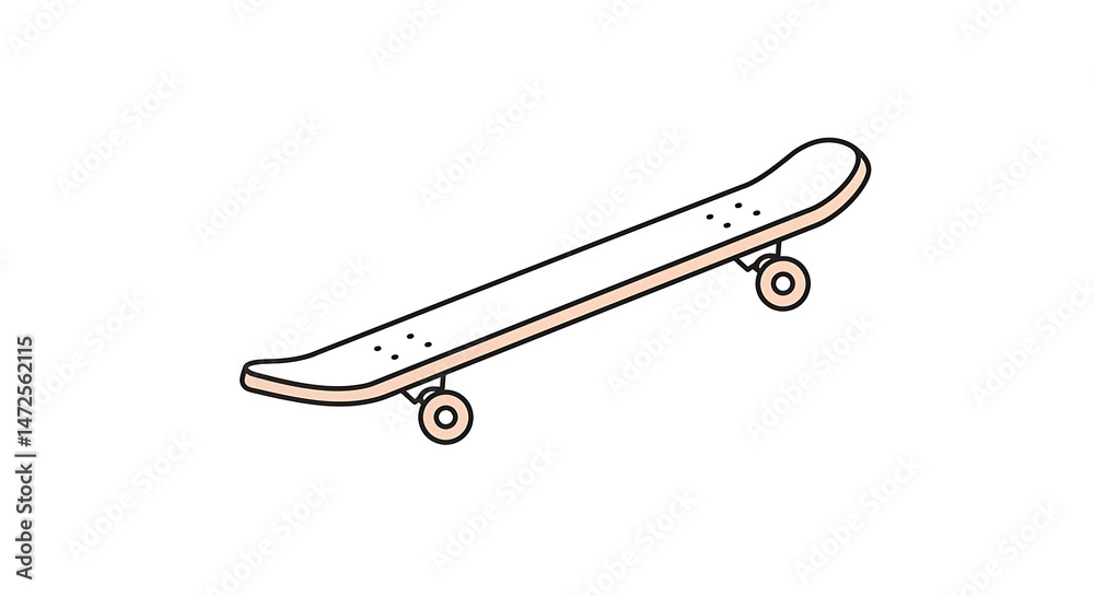 Skateboard Illustration on White Background for Recreation Concept