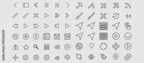 Scalability line icon set. Scale, scalable resize, scaling, stretch, expand, expansion, elasticity, scalling, adaptability, efficiency and more. Outline vector icon