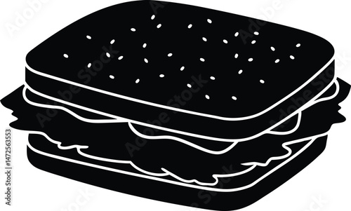 Delicious  sandwich silhouette, vector illustration for food blog and recipe  silhouette