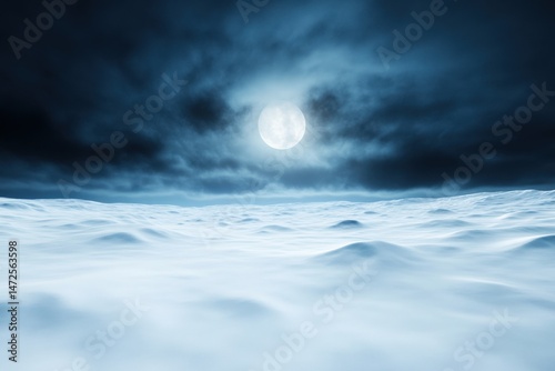 Snow landscape under moon