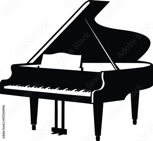 grand piano silhouette vector, art for music education and classical performance design  silhouette