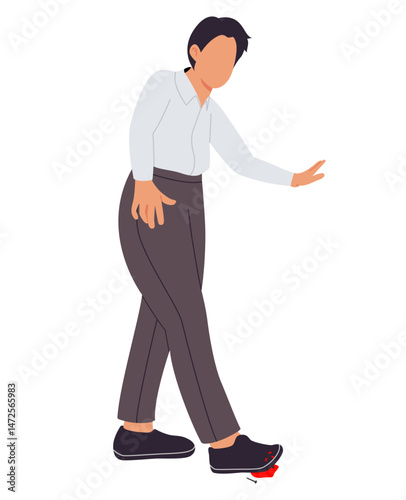 a man steps on a nail  and is bleeding 